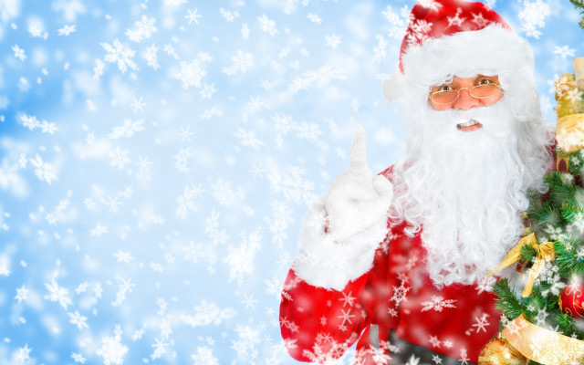 Santa christmas tree snowflake winter free wallpaper - medium preview image