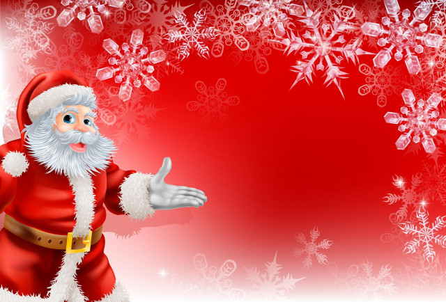 Santa claus red background snowflakes #2 free wallpaper - medium preview image