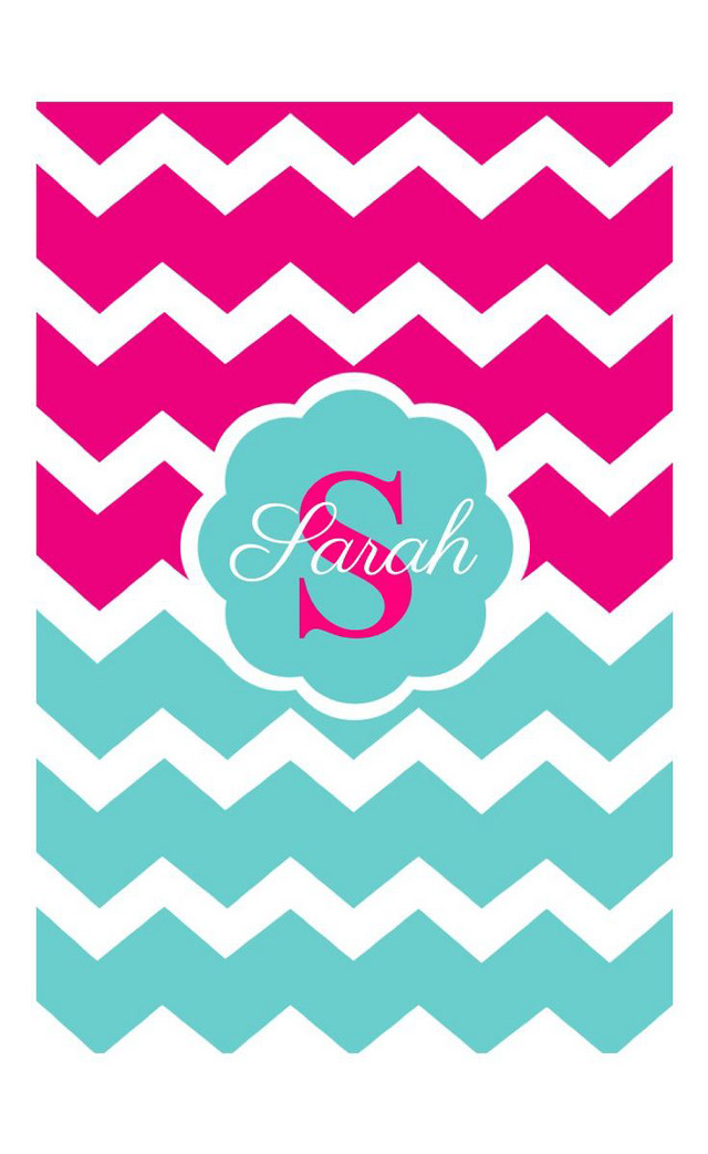 Pink blue chevron monogrammed background free wallpaper - medium preview image