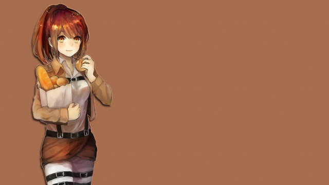 Woman red hair brown shirt free wallpaper - medium preview image