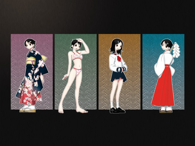 Anime characters wall black background free wallpaper - medium preview image