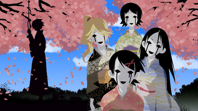 Group people tree pink flowers free wallpaper - medium preview image