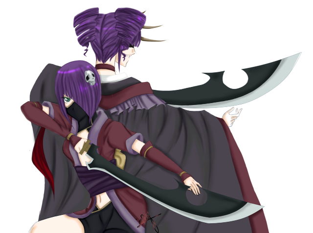 Anime couple purple hair black free wallpaper - medium preview image