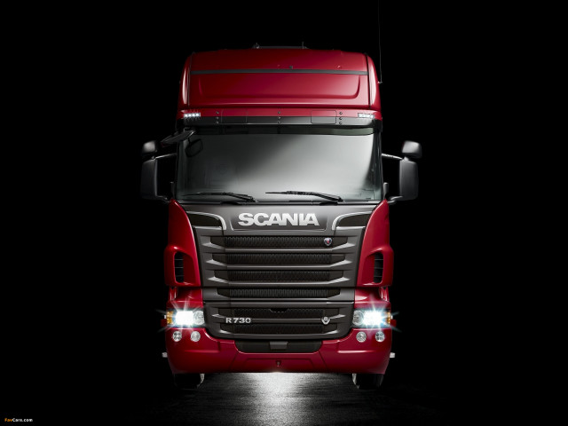Red truck dark headlights front free wallpaper - medium preview image