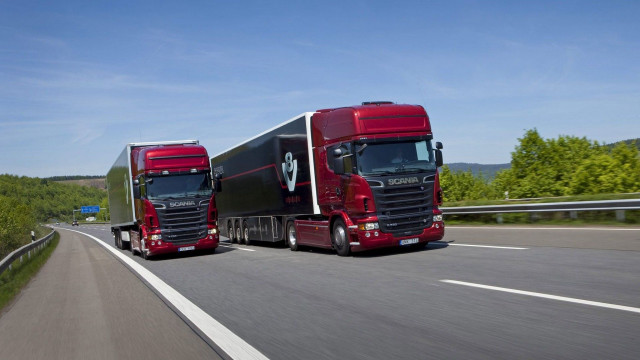 Red trucks highway nature sunny free wallpaper - medium preview image
