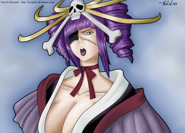 Cartoon woman purple hair skull free wallpaper - medium preview image