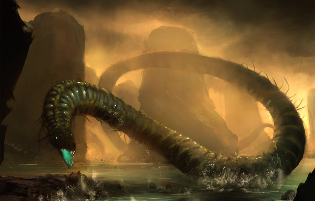 Giant green worm river forest free wallpaper - medium preview image