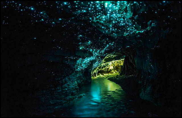 Cave stream water night stars free wallpaper - medium preview image