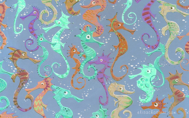 Seahorses blue background bubbles water free wallpaper - medium preview image