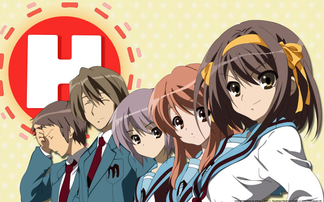Anime girls red circle letter free wallpaper - medium preview image