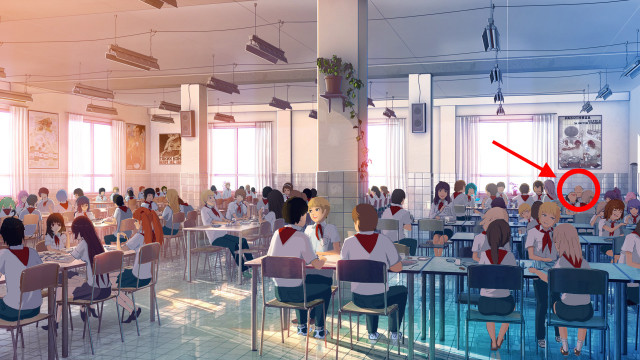 Group people tables room red free wallpaper - medium preview image