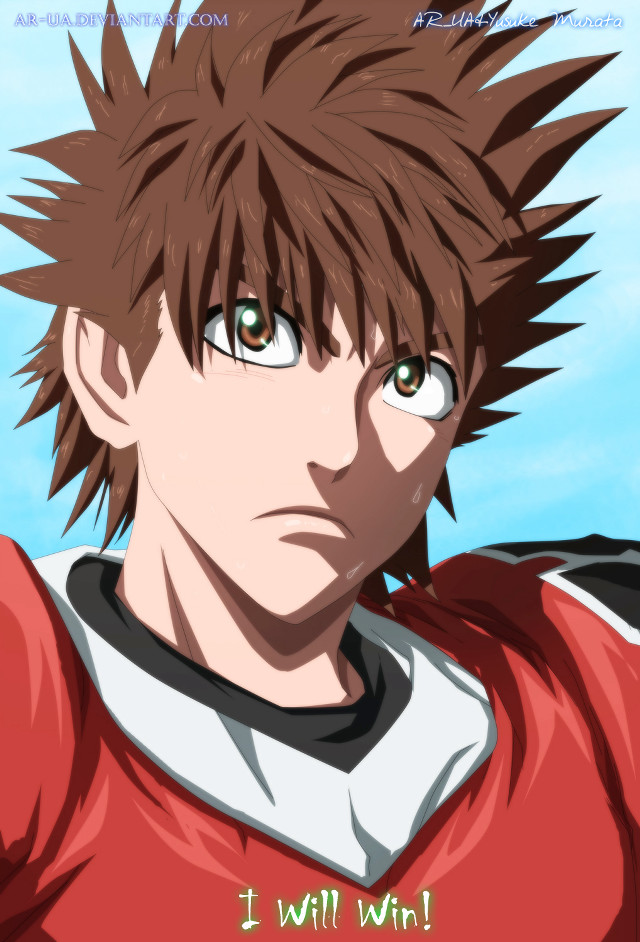 Anime spikedhair redshirt photorealism portrait free wallpaper - medium preview image