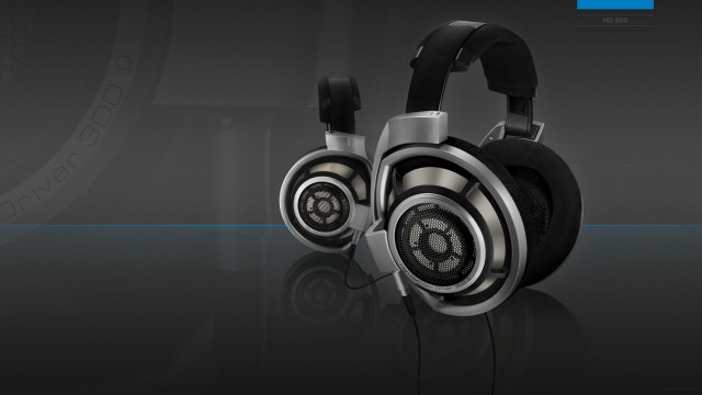 Headphones black background blue white #2 free wallpaper - medium preview image