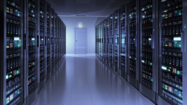Long hallway shelves data storage free wallpaper - medium preview image