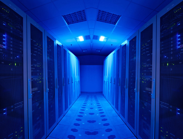 Data center hallway servers blue #2 free wallpaper - medium preview image