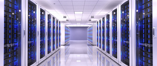 Hallway servers blue lights ceiling free wallpaper - medium preview image