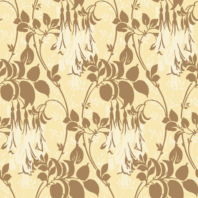 Floral pattern brown leaves yellow free wallpaper - medium preview image