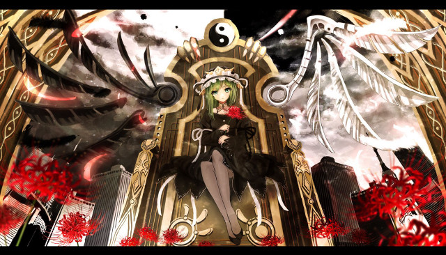 Woman dragon demon chair sitting free wallpaper - medium preview image