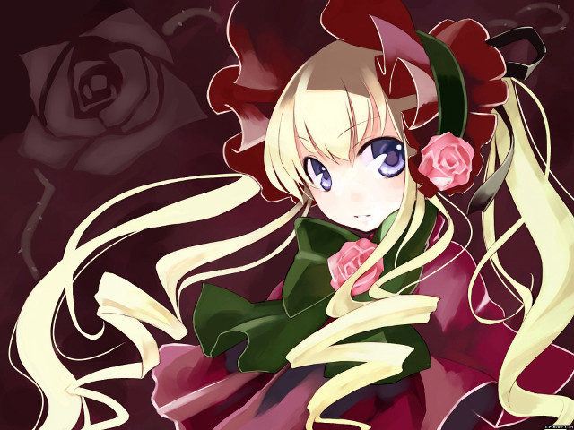Anime girl blonde hair rose free wallpaper - medium preview image