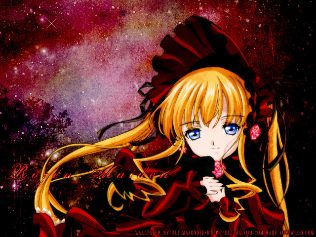 Anime girl blonde blueeyes reddress #2 free wallpaper - medium preview image