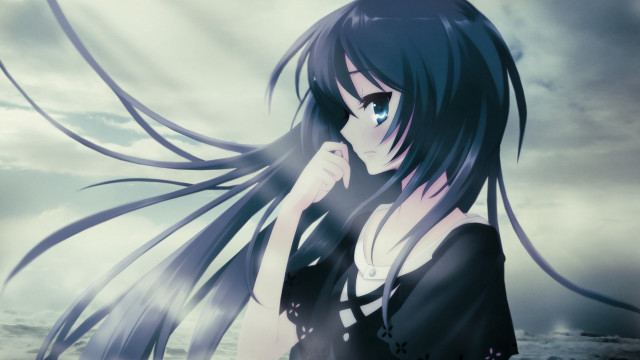 Woman long hair cloudy sky #3 free wallpaper - medium preview image