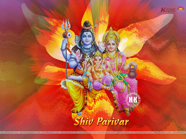 Hindu god family colorful shri free wallpaper - medium preview image