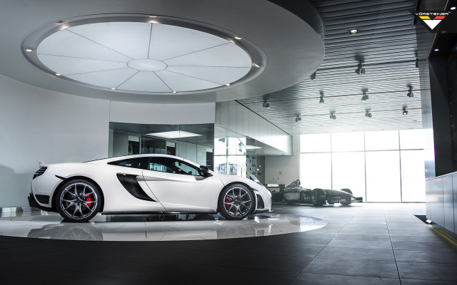 White sports car showroom circular free wallpaper - medium preview image