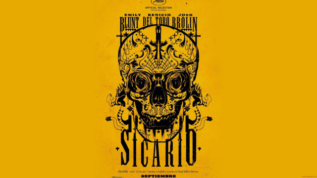 Yellow poster skull front back free wallpaper - medium preview image