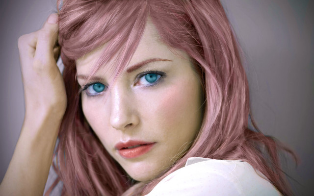 Pink haired woman blue eyes free wallpaper - medium preview image