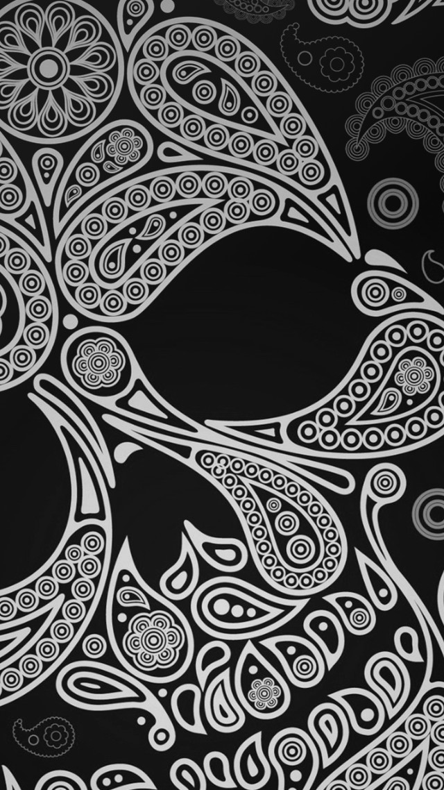 Black white skull drawing swirls free wallpaper - medium preview image