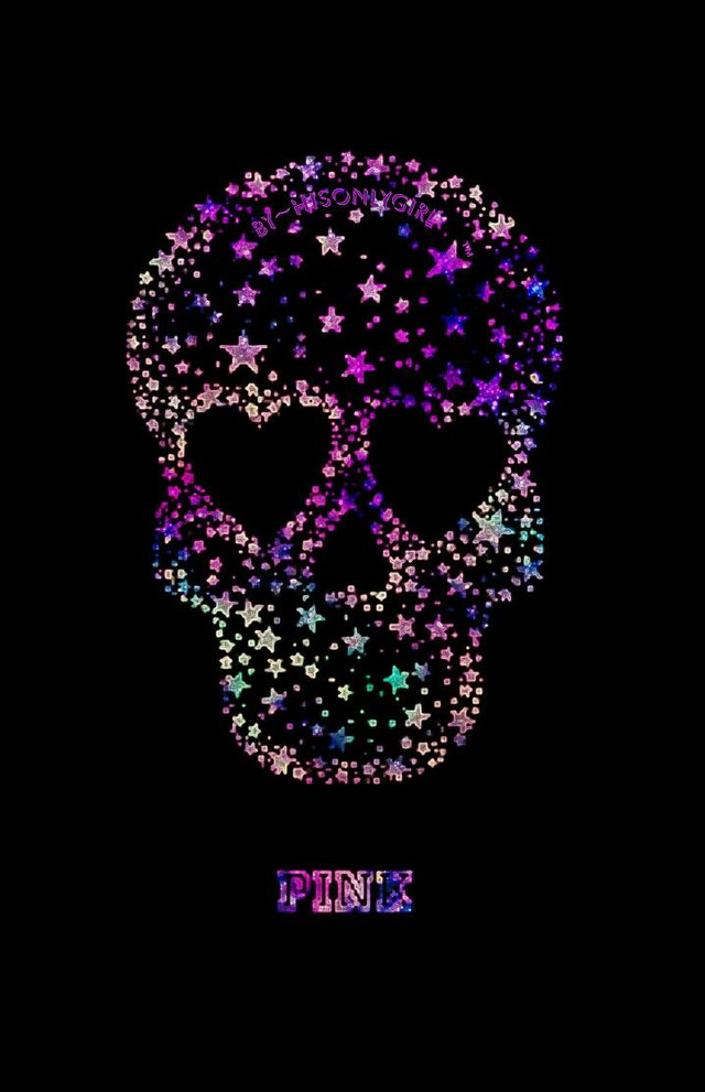 Skull stars heart black background free wallpaper - medium preview image