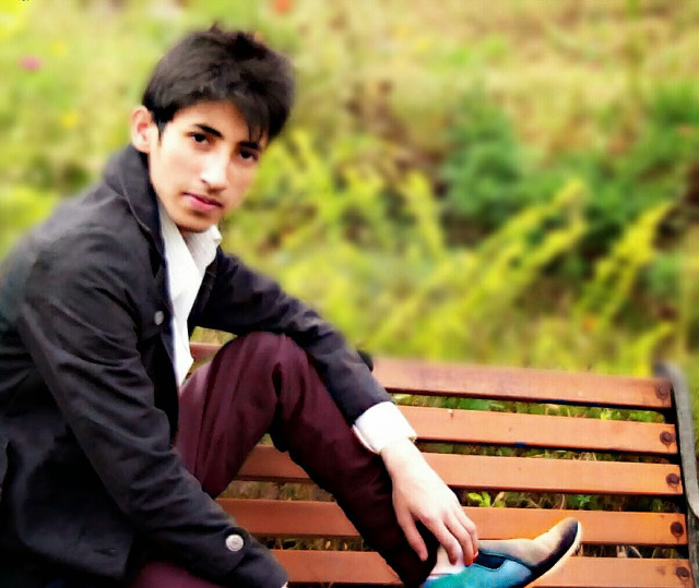 Park benched man fashion cosplay free wallpaper - medium preview image