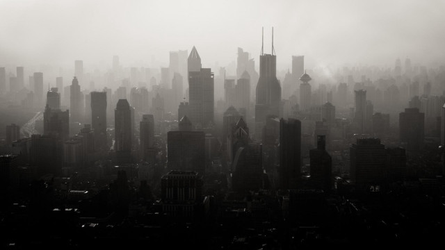 City skyline foggy day skyscrapers free wallpaper - medium preview image