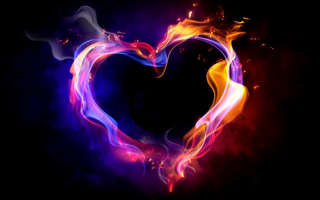Heart flames smoke black background #3 free wallpaper - medium preview image