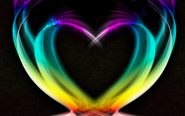 Heart black background rainbow light free wallpaper - medium preview image