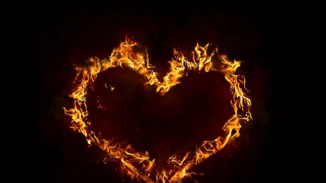 Heart fire black background red free wallpaper - medium preview image