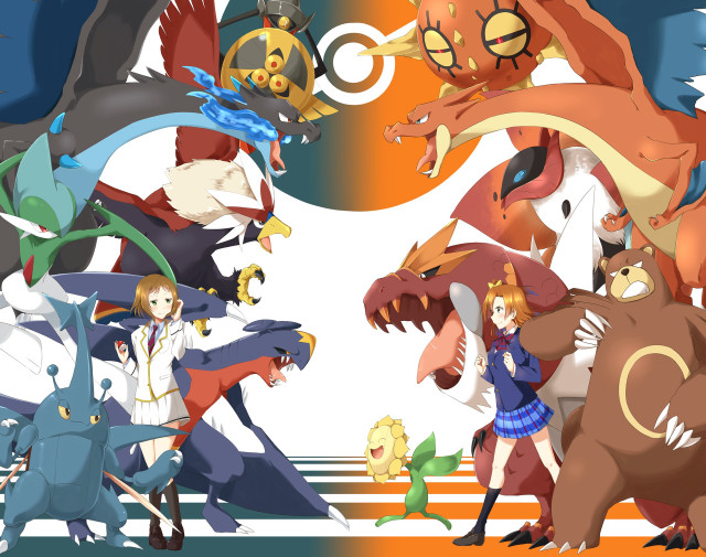 Pokemon group white background blue free wallpaper - medium preview image