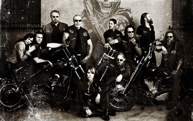 Bikers pose demon wall group free wallpaper - medium preview image