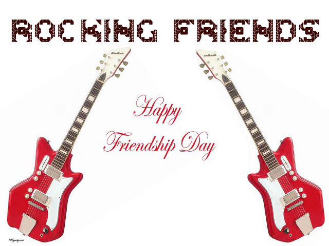 Red guitar happy friend day free wallpaper - medium preview image