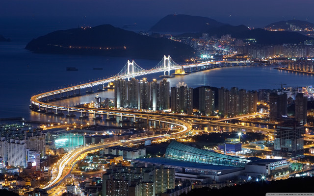 City night bridge river background free wallpaper - medium preview image