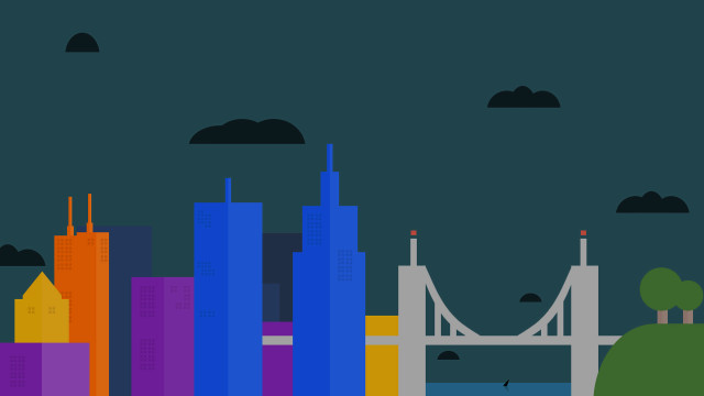 City bridge rainbow building dark free wallpaper - medium preview image