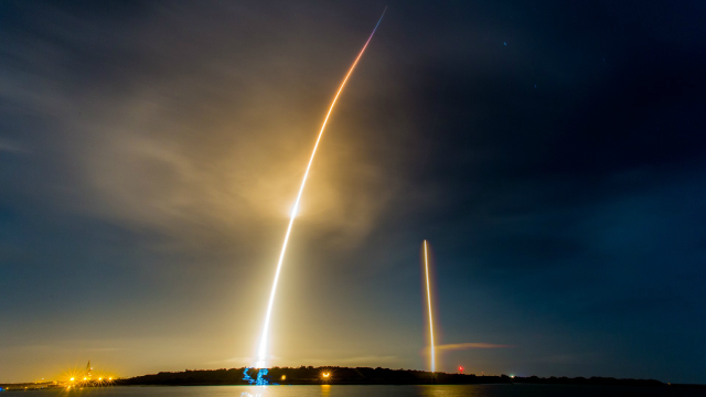 Rocket launch long exposure night free wallpaper - medium preview image