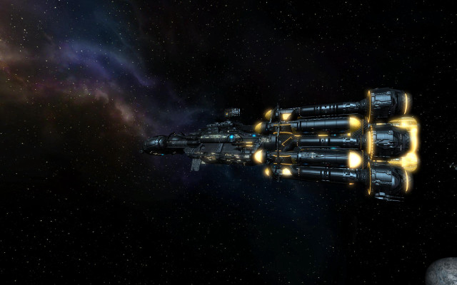 Spaceship yellow light planet stars free wallpaper - medium preview image