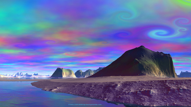 Mountain colorful sky water foreground free wallpaper - medium preview image