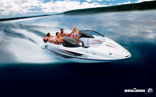 Boat people water sky clouds free wallpaper - medium preview image