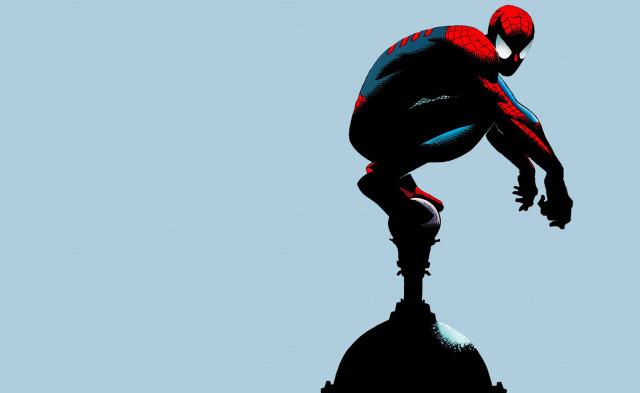 Spiderman jumping building poster art free wallpaper - medium preview image
