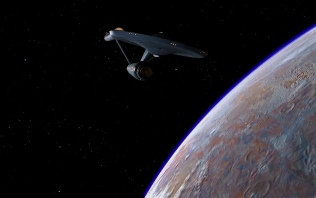 Spaceship giant planet sky stars free wallpaper - medium preview image