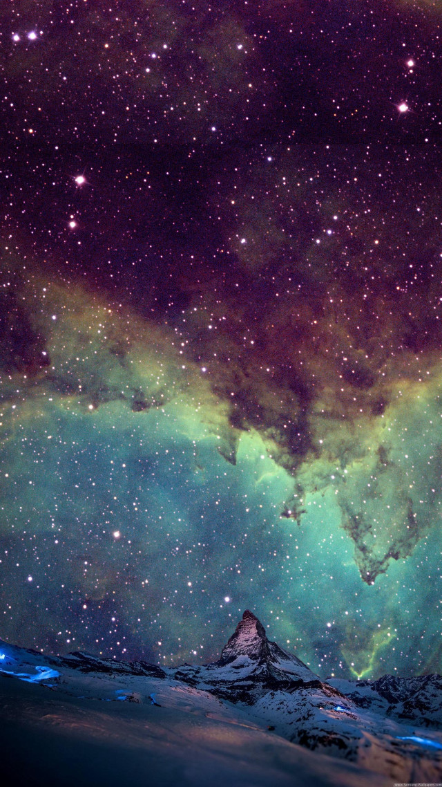Snowy mountain night sky stars #8 free wallpaper - medium preview image