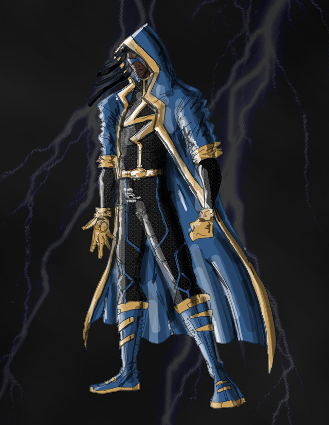 Blue gold character lightning background free wallpaper - medium preview image