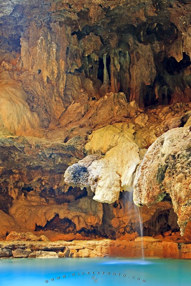 Blue pool cave waterfall rock free wallpaper - medium preview image